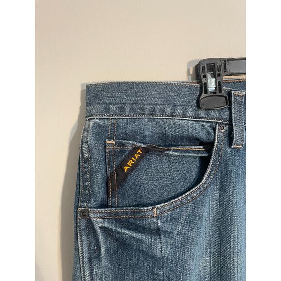 Ariat Rebar M4 Relaxed Boot Cut Jeans Men's Big & Tall Size 42x30 Blue Cotton - Picture 4 of 11